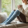 thumbnail image 4 of allydrew Winter Warm Over the Knee Thigh High Long Boot Socks, Light Blue, 4 of 4