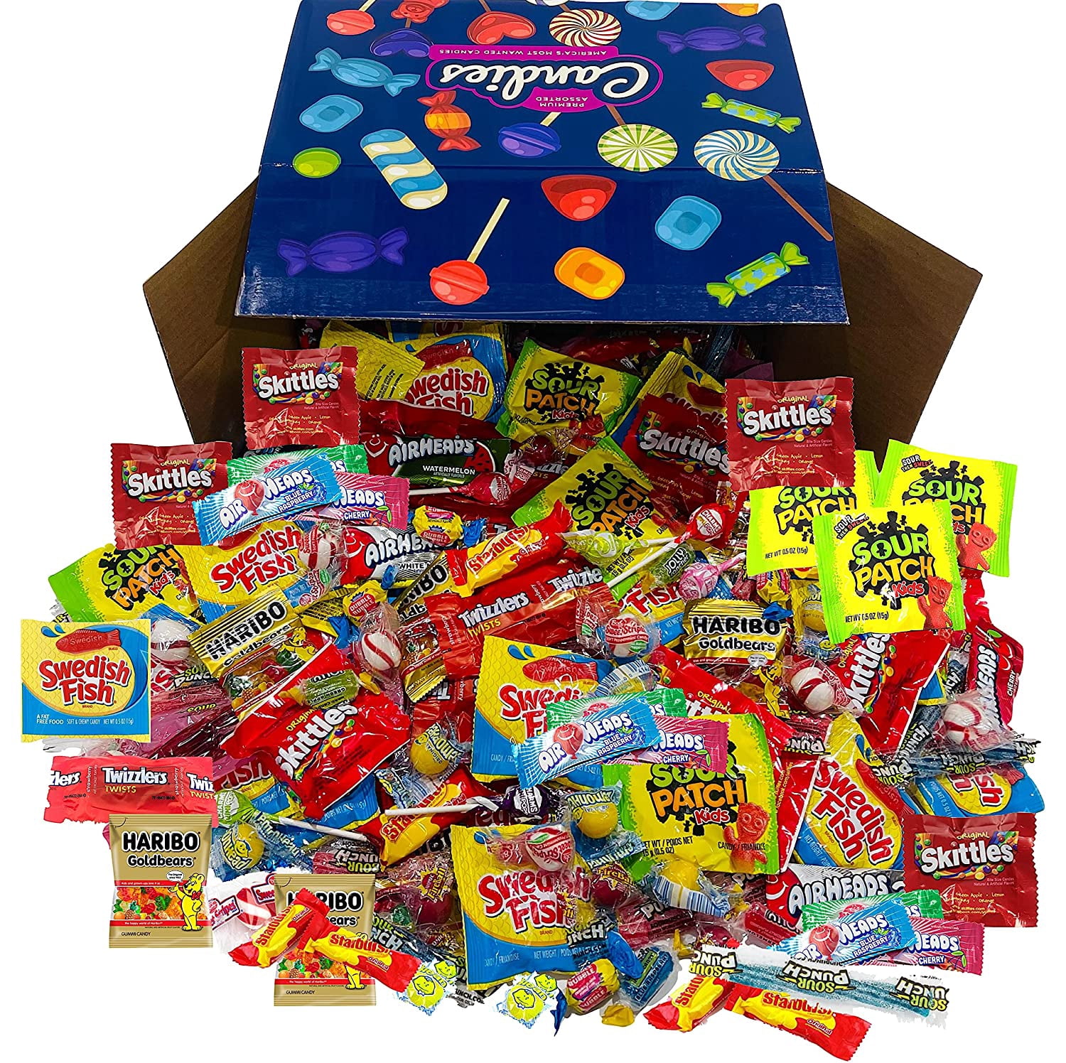 HUGE Assorted Candy PARTY MIX BOX 6.50 LBS/104 OZ Over 255 Individually Wrapped Candies of All Time America's Most (Purple)