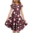 thumbnail image 1 of LOVZFMLL Fashion Girls' Summer Short Sleeve Ruffled Pockets Round-Neck Printed Dress, 1 of 5