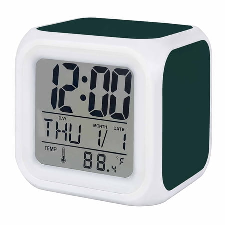 Pure Dark Green Digital Alarm Clock for Bedrooms, Smart LED Alarm Clock with 7 Color Changing Night photo Pure Dark Green Digital Alarm Clock for Bedrooms, Smart LED Alarm Clock with 7 Color Changing Night