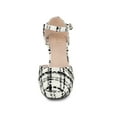 thumbnail image 5 of BLISSFUL STEP Style Women's Plaid Platform Ankle Strap Block Heel Mary Janes Pumps Black White 7, 5 of 7