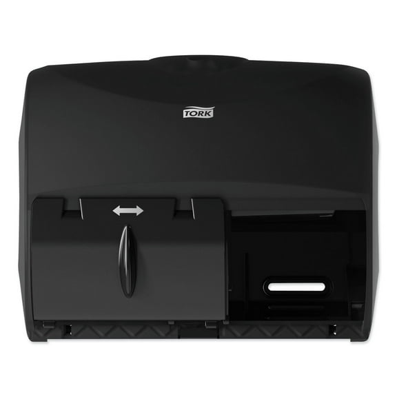 Tork 565728 11.06 in. x 7.18 in. x 8.81 in. Twin Bath Tissue Roll Dispenser for OptiCore - Black (1/Carton)