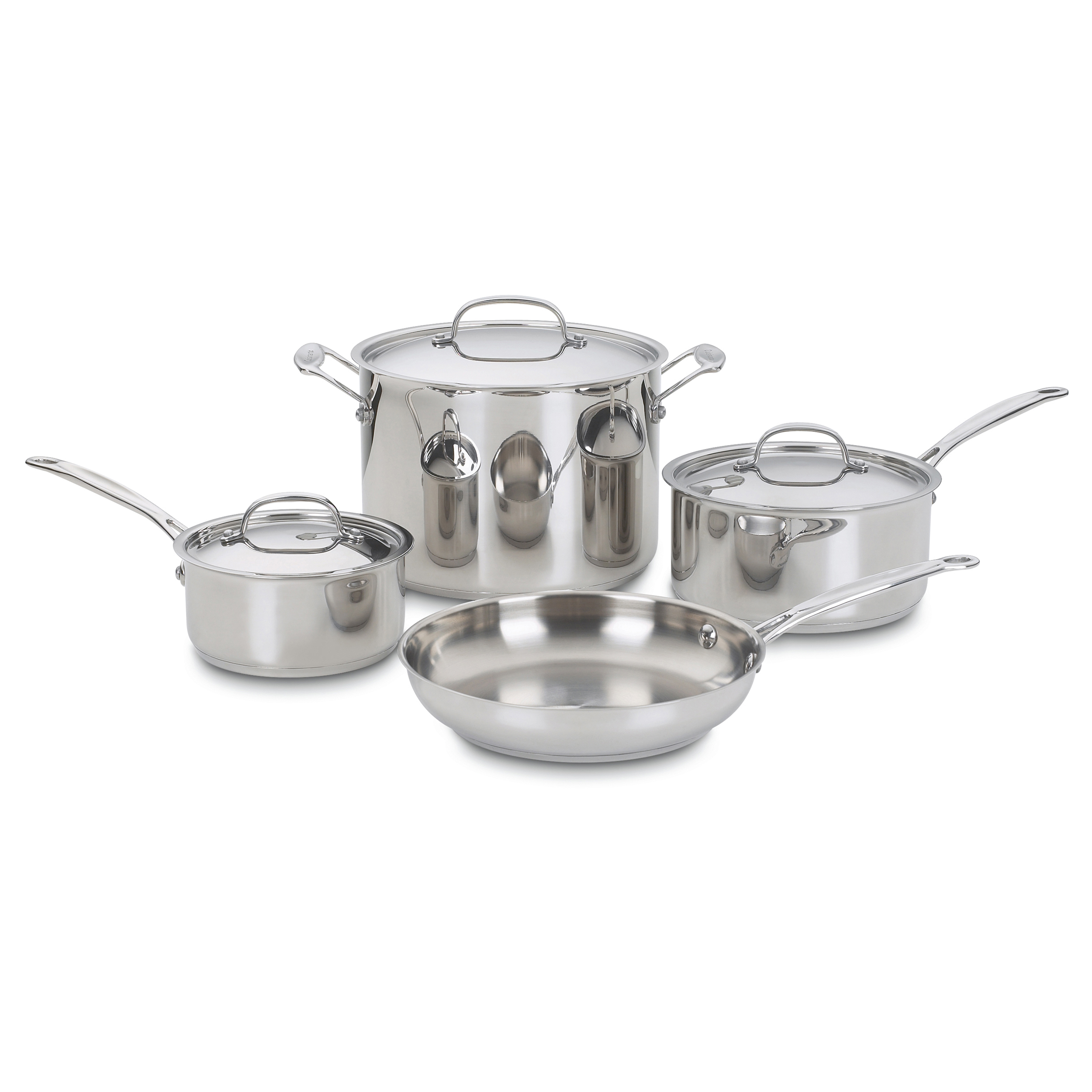 Cuisinart Chefβs Classic 7-Piece Stainless Steel Cookware Set, Aluminum Core Base, Oven Safe