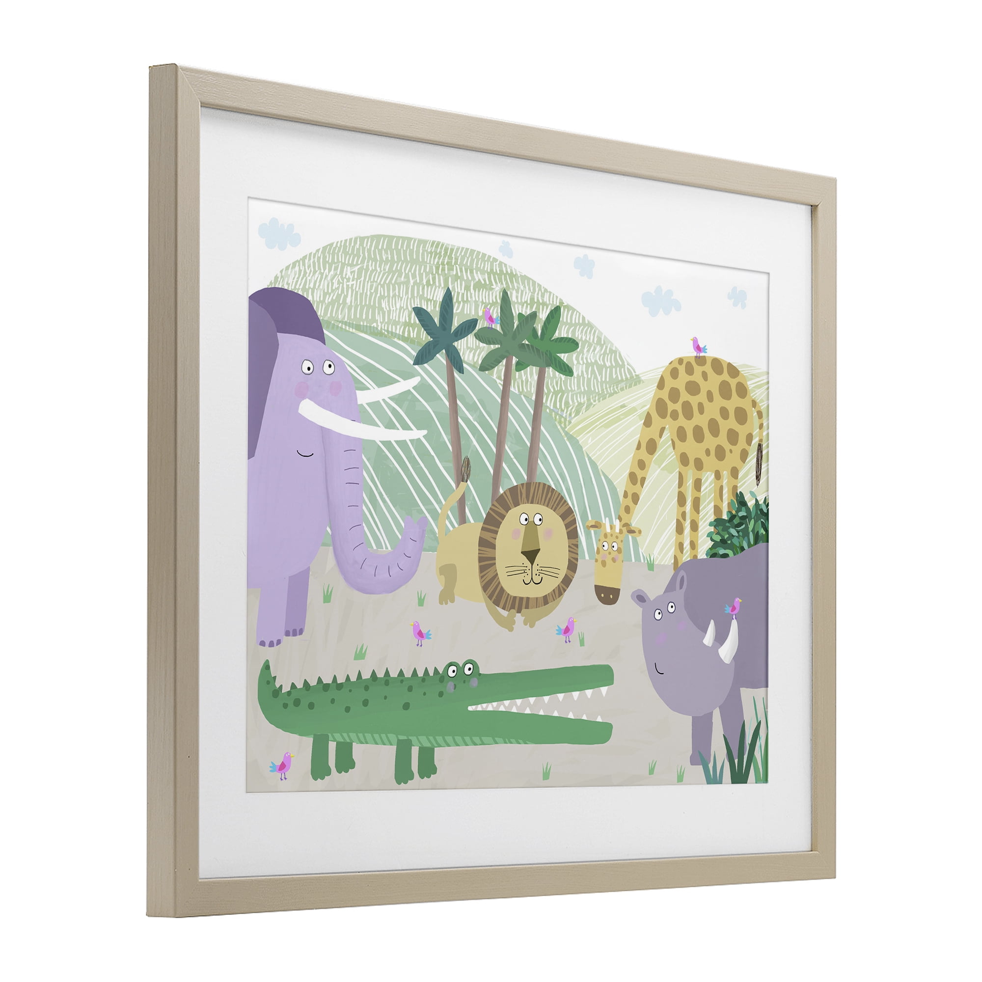 Stupell Industries Jungle Savannah Animals Birch Framed Print Under Glass, design by Carla Daly