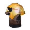 thumbnail image 6 of Lsque Giraffes Of The African Savannah print Men's Cuban Collar Short Sleeve Shirt Summer Beachwear Casual Button Down Fashionable Vacation Leisure Shirt-4X-Large, 6 of 7