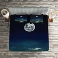 thumbnail image 2 of Ambesonne Ocean Quilted Coverlet 3 Pcs, Full Moon in the Sea, Queen Size, Black Navy, 2 of 2