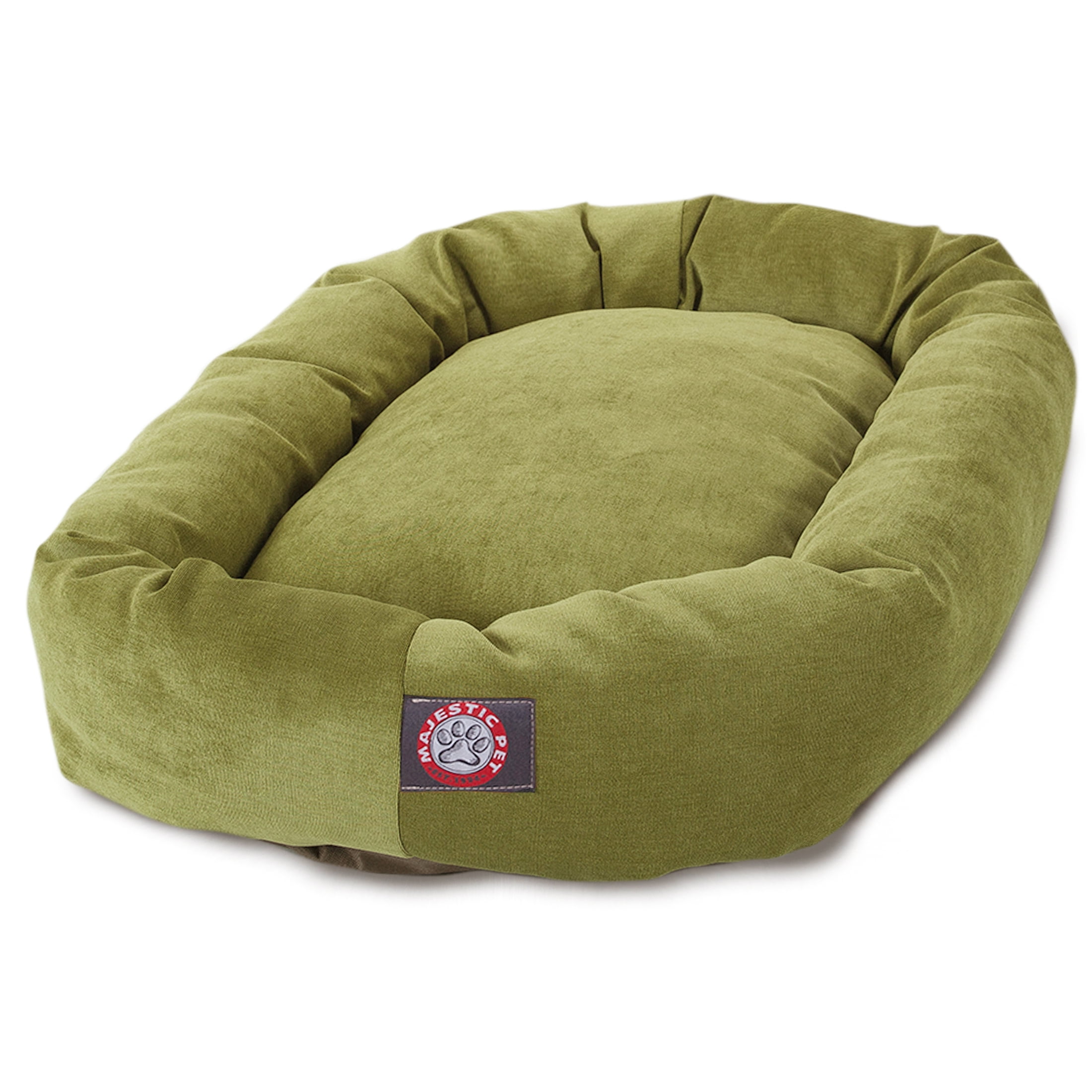 Majestic Pet Villa Velvet Bagel Pet Bed for Dogs, Calming Dog Bed Washable, Large, Apple