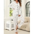 thumbnail image 2 of Conjunto de pijama ZMJ, camisa de manga larga y pantalones para mujer, blanco, XXL, 2 of 8