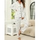 thumbnail image 2 of Conjunto de pijama ZMJ, camisa de manga larga y pantalones para mujer, blanco, XXL, 2 of 8