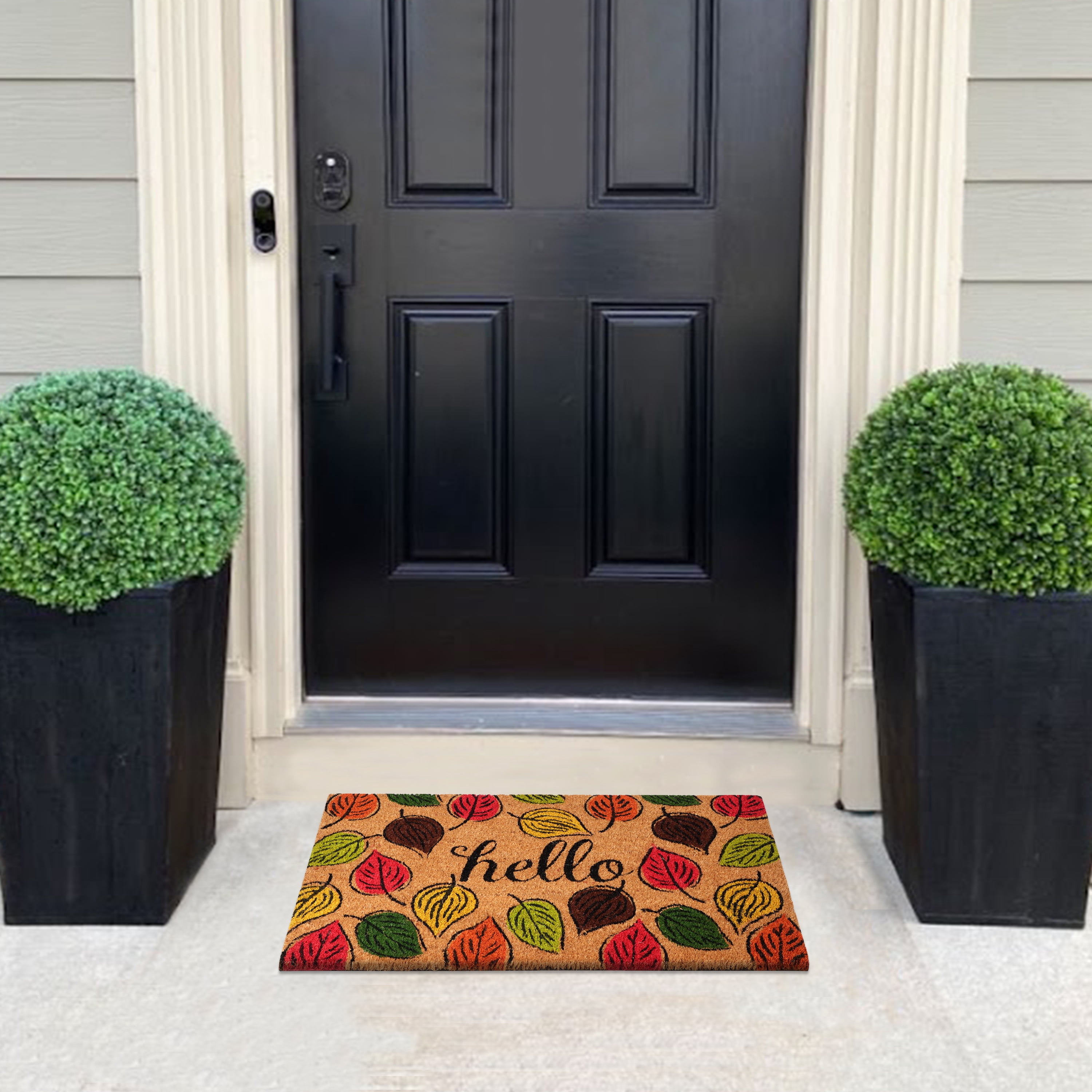 A1HC Natural Coco Coir Doormat, Hello Autumn Leaves, 18"x30", Durable Outdoor Welcome Mat, Non-Slip, Easy to Clean, Pet Friendly