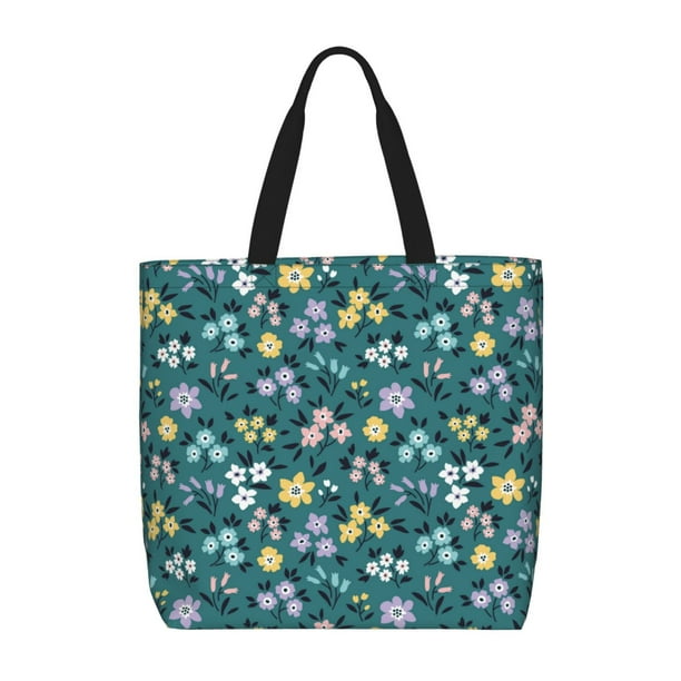 Easygdp Floral Bolsa Tote para Mujer, Bolso de Hombro para Trabajo, Playa, Viajes, Compras y Supermercado