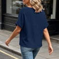 thumbnail image 4 of Diufon Womens Gauze Tops Summer Casual Short Sleeve V Neck Cotton Linen Blouse Solid Color Textured Tunic Tees, 4 of 8