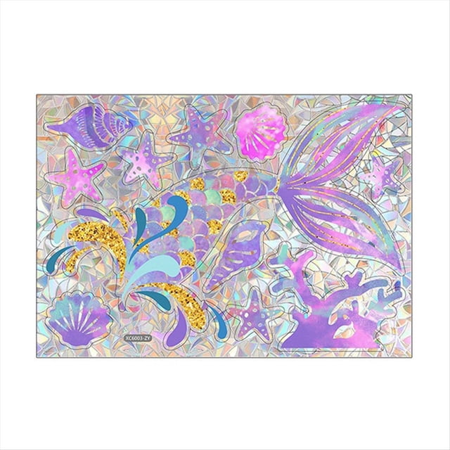 Etiqueta de Pared PVC ElectrostáTico Pegatina de Vidrio para Ventana ArcoíRis Prismas CalcomaníA-Sirena
