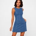 thumbnail image 2 of HIOK Women's Sleeveless Denim Tank Dress Slim Fit A Line Summer Casual Mini Dress Stretchy Basic Dress for Daily Wear Party Vacatio, 2 of 7