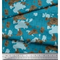 thumbnail image 3 of Soimoi Blue Poly Georgette Fabric Leaves & Austin Rose Floral Printed Craft Fabric by the Yard 52 Inch Wide, 3 of 3