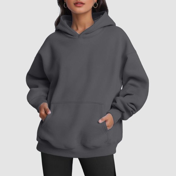 Vedolay Half Zip Sweatshirt Women's Casual Sweatshirts Oversized 2023 Fall Winter Pullover Tops with Pockets,Dark Gray L