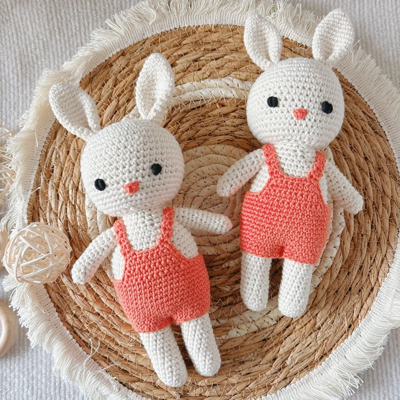 Crochet Handmade Large Rabbit in Overalls Amigurumi Toy – Charming, Adorable, and Ideal for Gifting and Decor