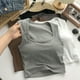 thumbnail image 4 of Chaleco de hombros anchos estilo coreano para mujer, de color sólido, cuello cuadrado, cómodo, de una pieza, combinable, con almohadilla para el pecho, 4 of 6