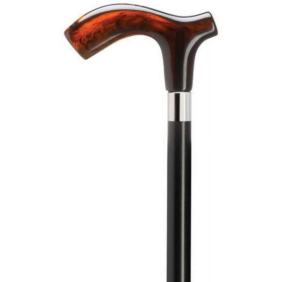 Walking Cane Men Derby Cane Black Shaft Shell Handle Ergonomic Cane