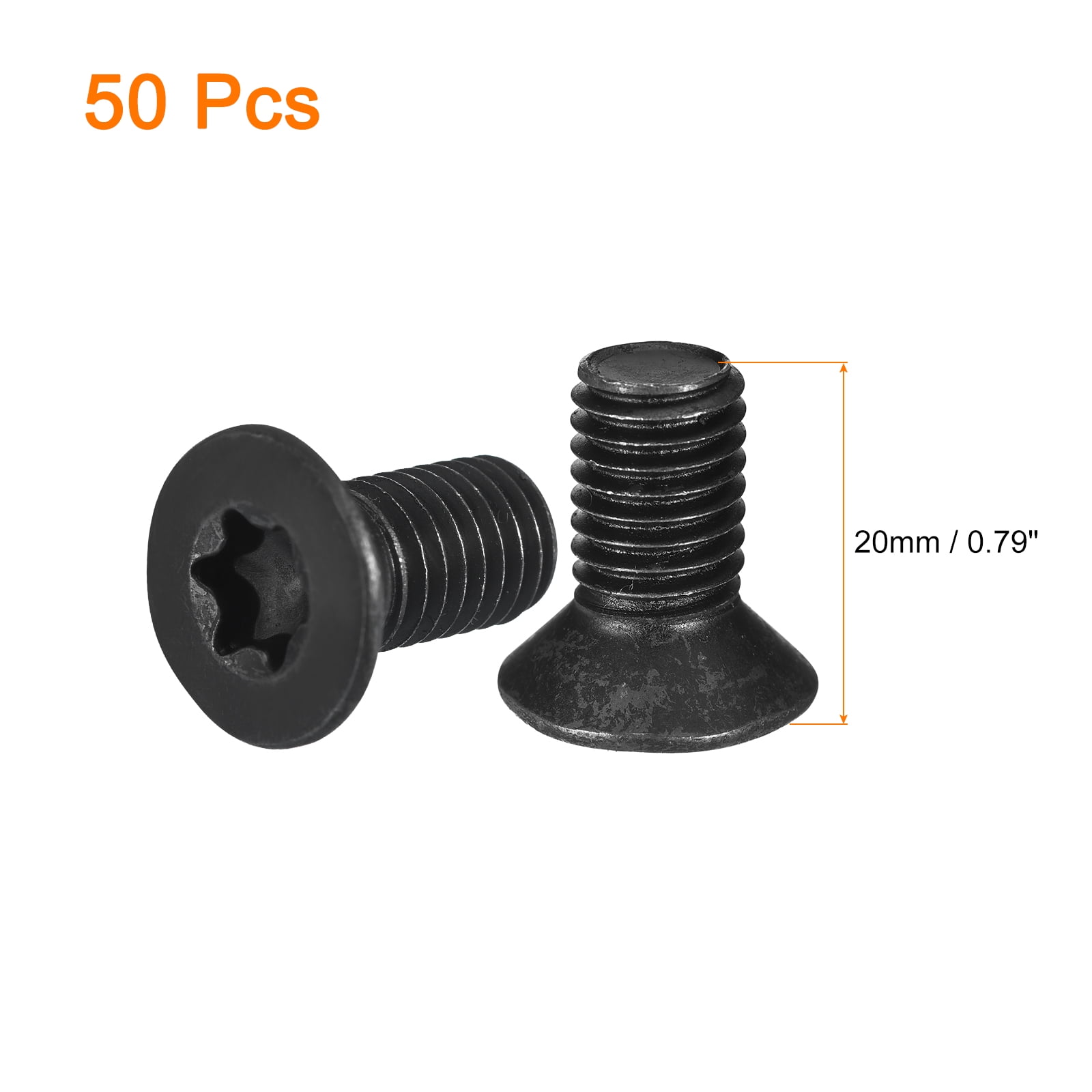 Uxcell M10-1.5x20mm Flat Head Torx Anti Theft Machine Screws, 50Pack 10.9 Grade Alloy Steel, Torx Drive, Countersunk Head, Full Thread, Black Oxide Finish