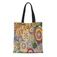 thumbnail image 1 of NUDECOR Toile Sac Cabas Bleu Abstrait Coloré de Roches Vert Bande Artistique Blanc Réutilisable Épaule Épicerie Sacs à Main, 1 of 1