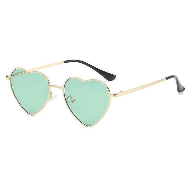 Women's polarized heart-shaped sunglasses, fashionable and cute style, metal frame, UV400 protection lenses