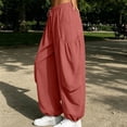 thumbnail image 3 of VBVC Women's Drawstring Baggy Harem Pants , Adjustable Hem Jogger Pants For Women , Ladies' Loose Fit Lantern Trousers with Pockets, Red , S-2XL, 3 of 4