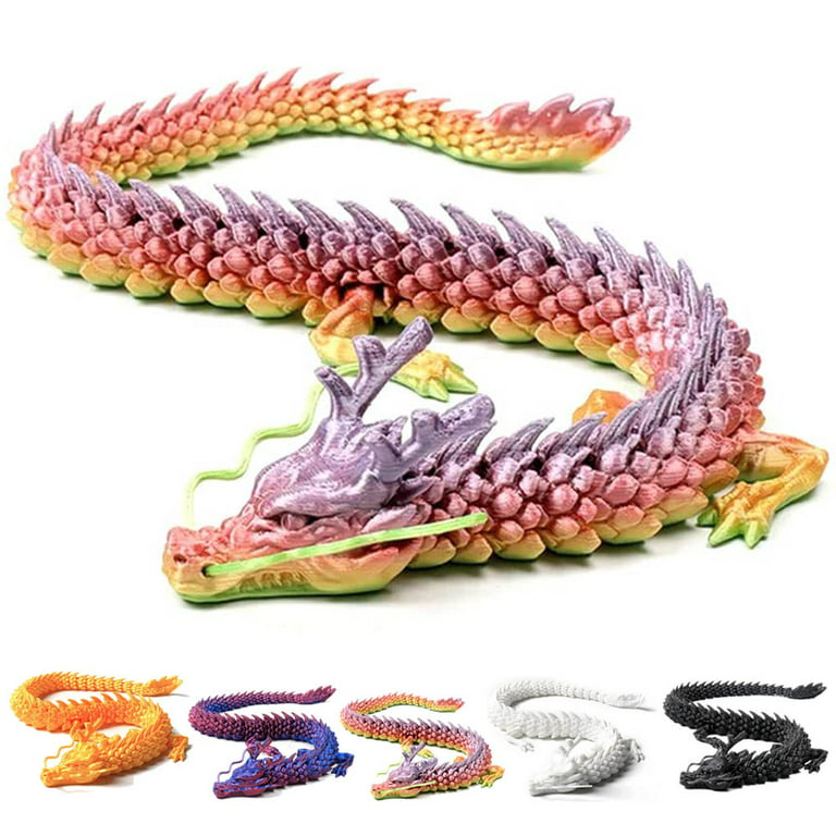 3D Printed Articulated Dragon,Rotatable and Poseable Joints Dragon Model Figurines,Articulated 3D Printed Dragon Gift for Dragon Lovers,Gradient