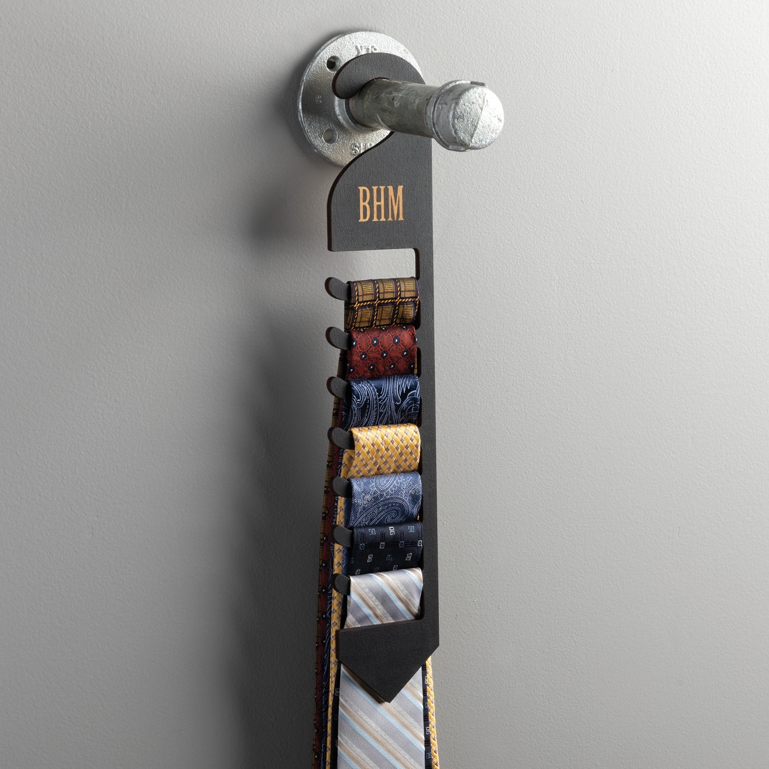 Personalized Black Wood Tie Holder