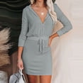 thumbnail image 1 of Vestido con capucha para mujer,Sudadera con capucha de manga larga Vestido de manga larga Vestido con cuello en V con capucha Rendimiento lleno de energía, 1 of 5