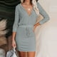 thumbnail image 1 of Vestido con capucha para mujer,Sudadera con capucha de manga larga Vestido de manga larga Vestido con cuello en V con capucha Rendimiento lleno de energía, 1 of 5