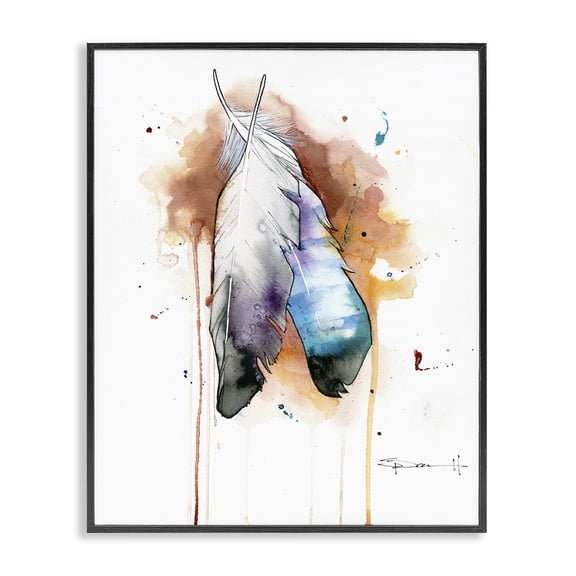 Stupell Industries Eclectic Bird Feathers Abstract Black Framed Giclee Art, 11 x 14, by Sean Parnell