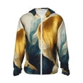 thumbnail image 2 of Lsque Golden Blue Leaf Design UPF 50+ Lightweight Sun Protection Men's Women's Long Sleeve Shirt, Hoodie Performance -Medium, 2 of 9