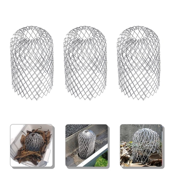 Baluue 3-Pack Flexible Aluminum Gutter Downspout Strainer Covers, Rust-Resistant and