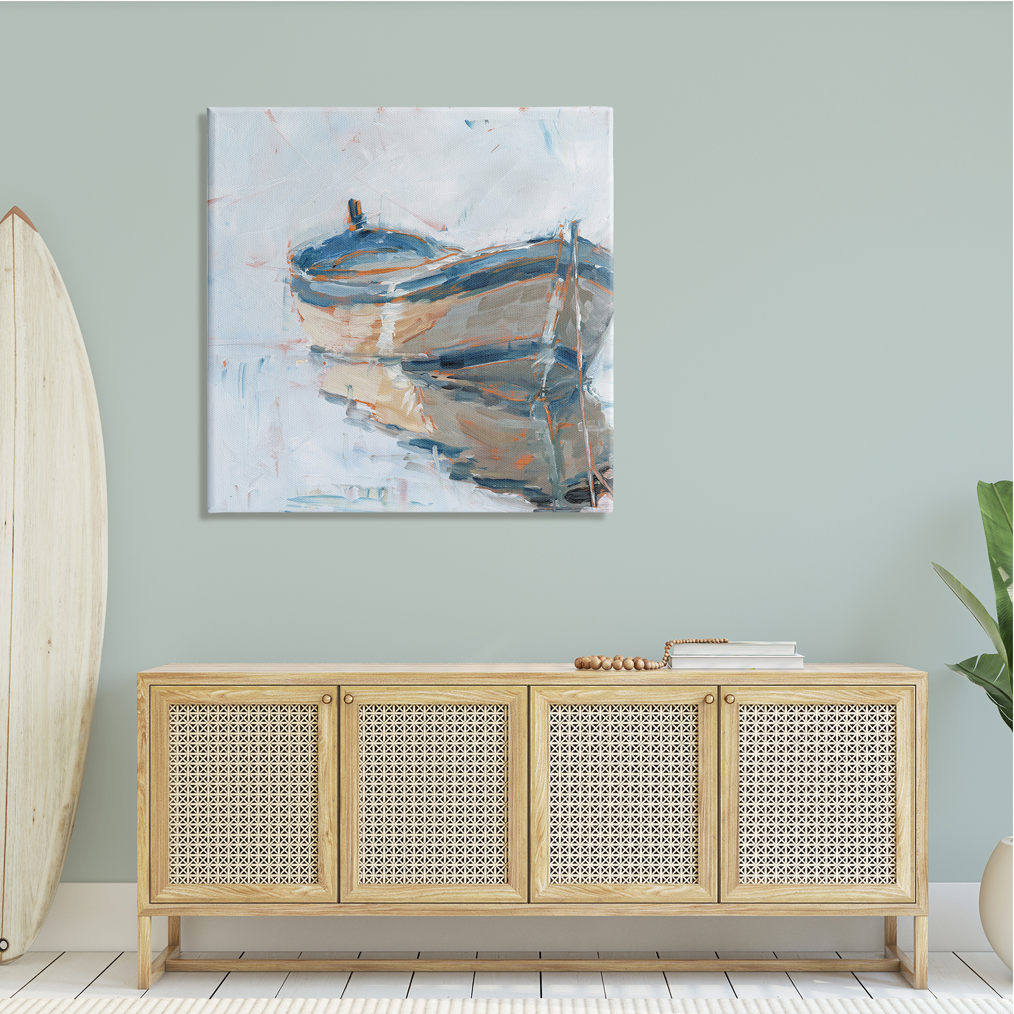 Stupell Industries Abandoned Paddling Watercraft Quiet Icy Ocean,36 x 36, Design by Ethan Harper