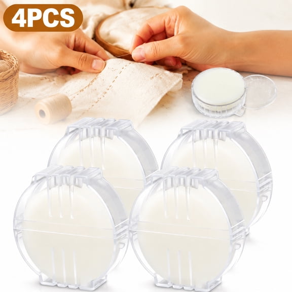Genreen 4PCS White Beeswax Thread Conditioner, Thread Wax with Plastic Box, Beeswaxing Conditioner Quilting for Hand Sewing Embroidery