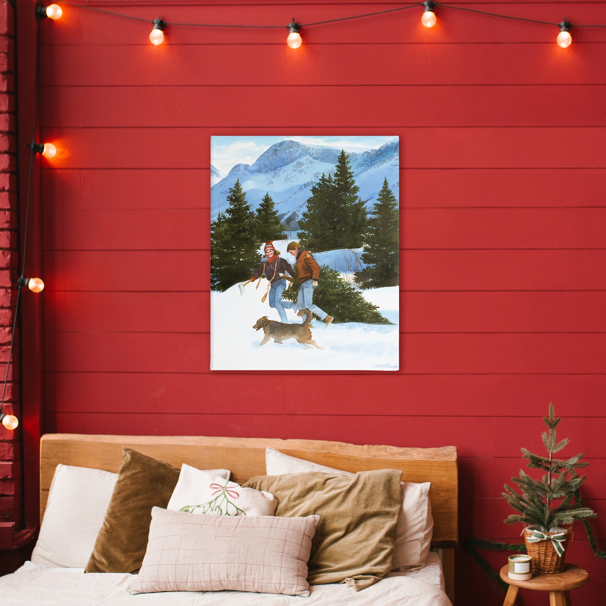 Couple Bringing Home Tree Canvas Wall Art, design by Wind River Studios