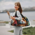 thumbnail image 6 of Rocae Oil Painting Colorful Hamster Print Hand Travel Bag Travel Duffel Bag and Fitness Bag, Women's Waterproof Weekend Tote, Men's Travel and Fitness Essentials, 6 of 7