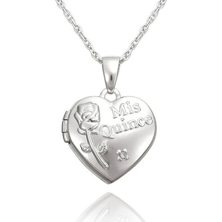 Precious Moments Sterling Silver Quincenera Heart Locket with Chain, 18