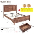 thumbnail image 3 of ACCOHOHO Farmhouse Queen Bed Frame, 1000 LBS Max with Bolt-on Rails & Center-Slat, 3 Drawer Storage, No Squeaks, No Box Spring Needed, King Size Bedroom Set & Camas，Brown, 3 of 5