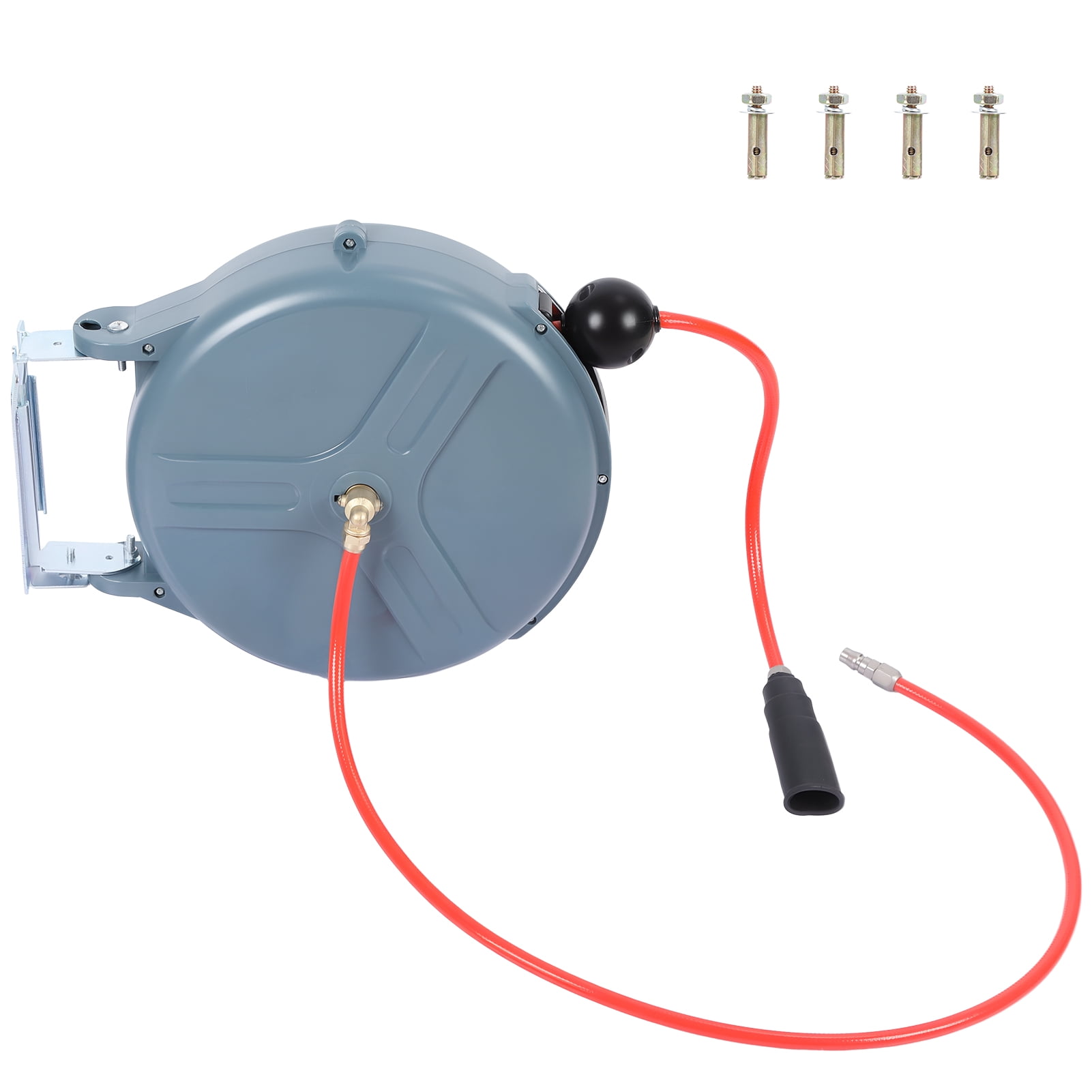 50ft Retractable Air Hose Reel with 3/8" PU Hose, 300 PSI Max Pressure, Heavy Duty Automatic Rewind & Locking Mechanism, Wall/Ceiling Mountable, Lightweight Air Compressor for Garage Workshop