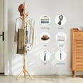 thumbnail image 6 of Behome Coat Rack, Bold Freestanding Coat Rack with 8 Hooks and 3 Adjustable Size, Tree Coat Racks for Bedroom, Hallway, Hats, Coats, Scarves, Handbags, Wood Color, 6 of 8
