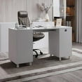 thumbnail image 5 of Modern Design Venice Computer Desk Great for Home Office Desk by Crafts and Comfort - 3 Drawers and CPU Storage Cabinet - Laptop Workstation with Keyboard Tray and Cable Hole - White, 5 of 10