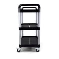 thumbnail image 4 of Heavy-Duty Utility Service Cart | 3 Shelf | | 450 Lbs Max Capacity | Rolling Utility Cart W 33" x H 37" x D 16" Black, 4 of 7