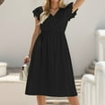 thumbnail image 2 of Robe Décontractée Unie Col en V Taille Fraîche pour Femmes, 2 of 5