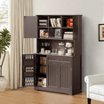 thumbnail image 5 of Aiho 67" Kitchen Pantry Storage Cabinet with Doors & Shelves, Modern Buffet Cabinet with Microwave Stand, Tall Hutch Cabinet for Kitchen, Dining Room - Dark Brown, 5 of 5