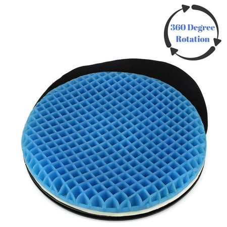 FOMI Swivel Gel Seat Cushion | 360 Degree Rotation | Thick Disc Pad for Home or Office Chair, Wheelchair | Pressure Sore Relief, Prevents Sweaty Bottom,