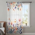 thumbnail image 3 of Pink Spring Floral Sheer Curtains 63 Inches Long, Elegant Flowers Farmhouse Botanical Wooden Light Filering Curtains, Breathable Simi Curtain Privacy Drapes for Living Room Bedroom Window Treatment, 3 of 9
