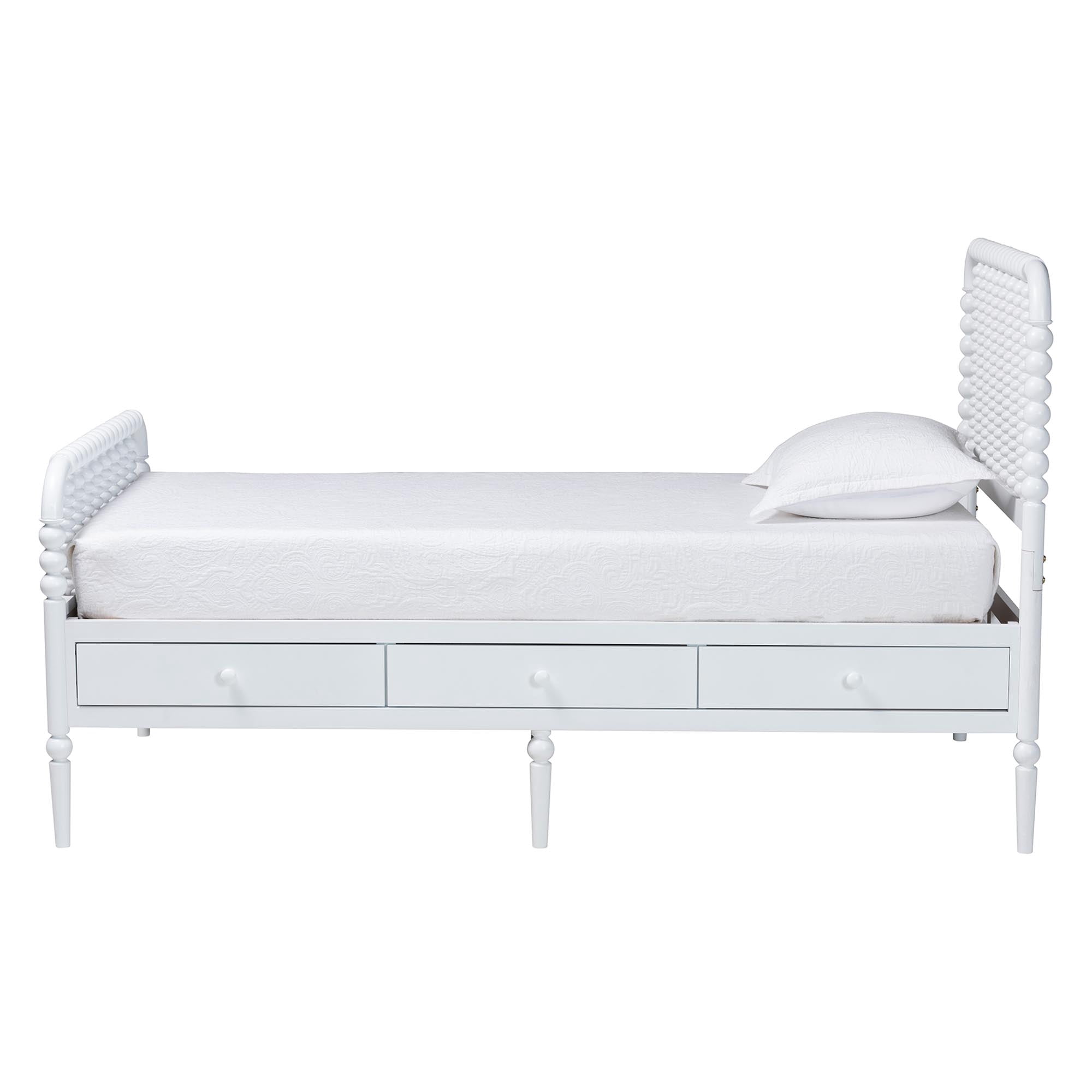 Baxton Studio Lucera Mid-Century Modern Platform Bed, Twin, White