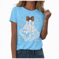 thumbnail image 5 of TOWED22 Halloween Shirts Woman Ghost Graphic Crewneck Short Sleeve Tee Shirt Short Sleeve Funny Tops Tshirts(Sky Blue,L), 5 of 6